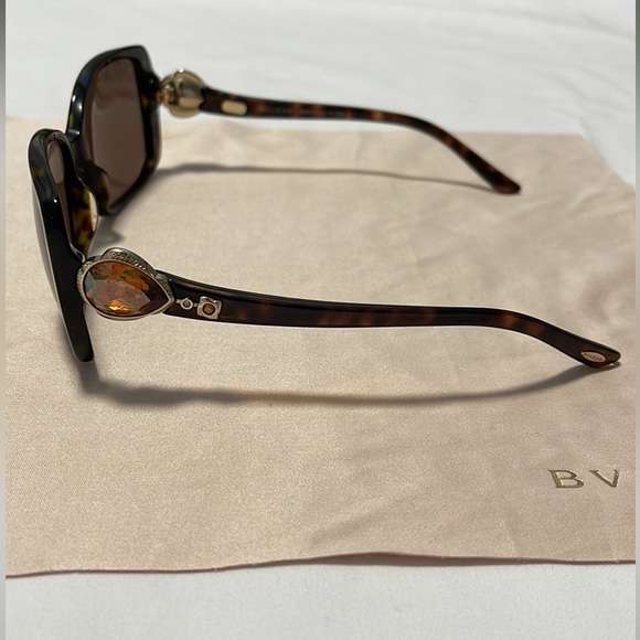 BVLGARI/Bulgari Swarovski Gem Brown Tortoise Havana Dark Sunglasses (Authentic) - Picture 6 of 8